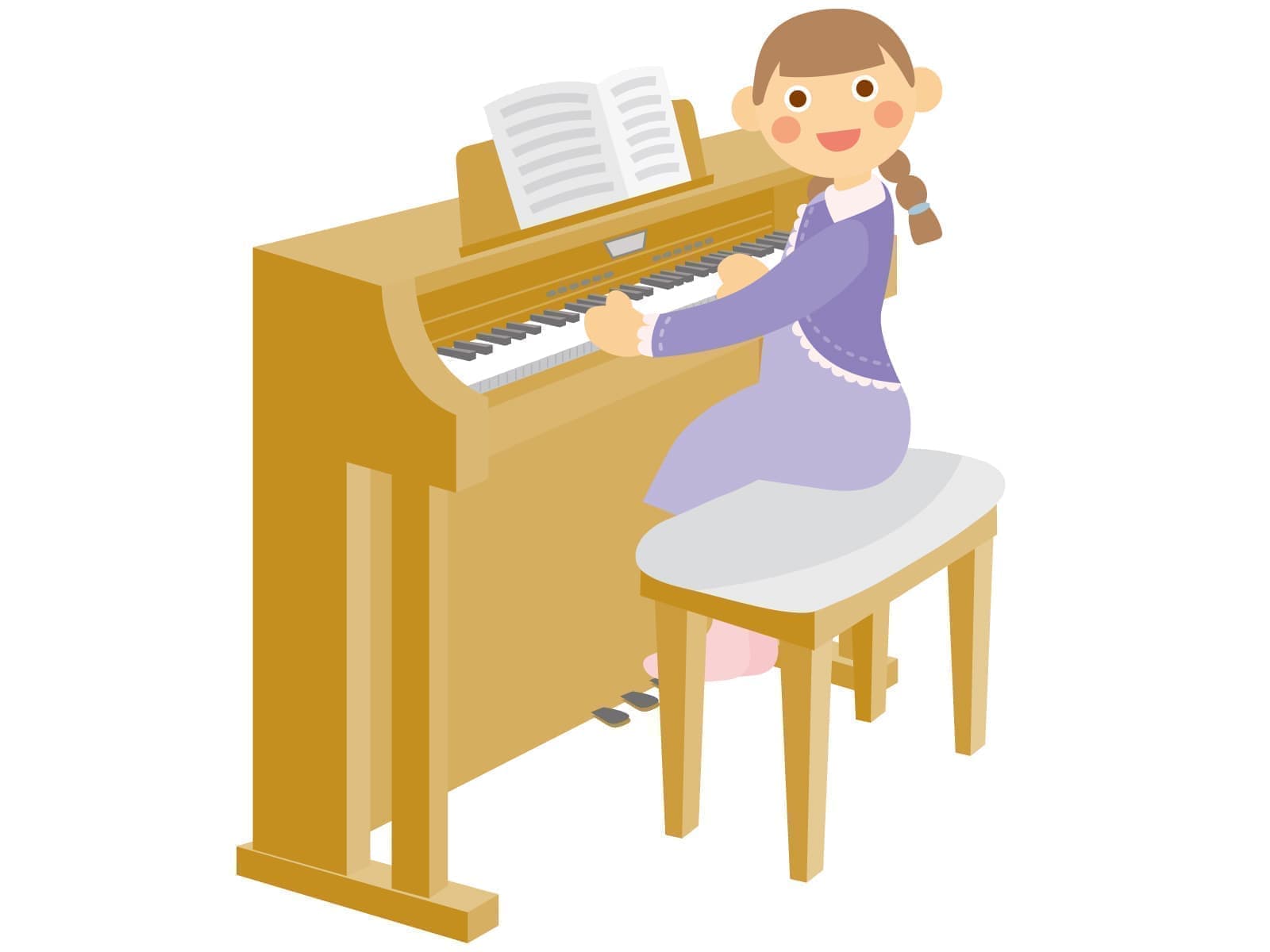 電子ピアノを弾いている生徒のイラスト