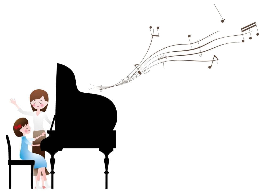 ピアノのレッスンを行っている生徒と講師のイラスト