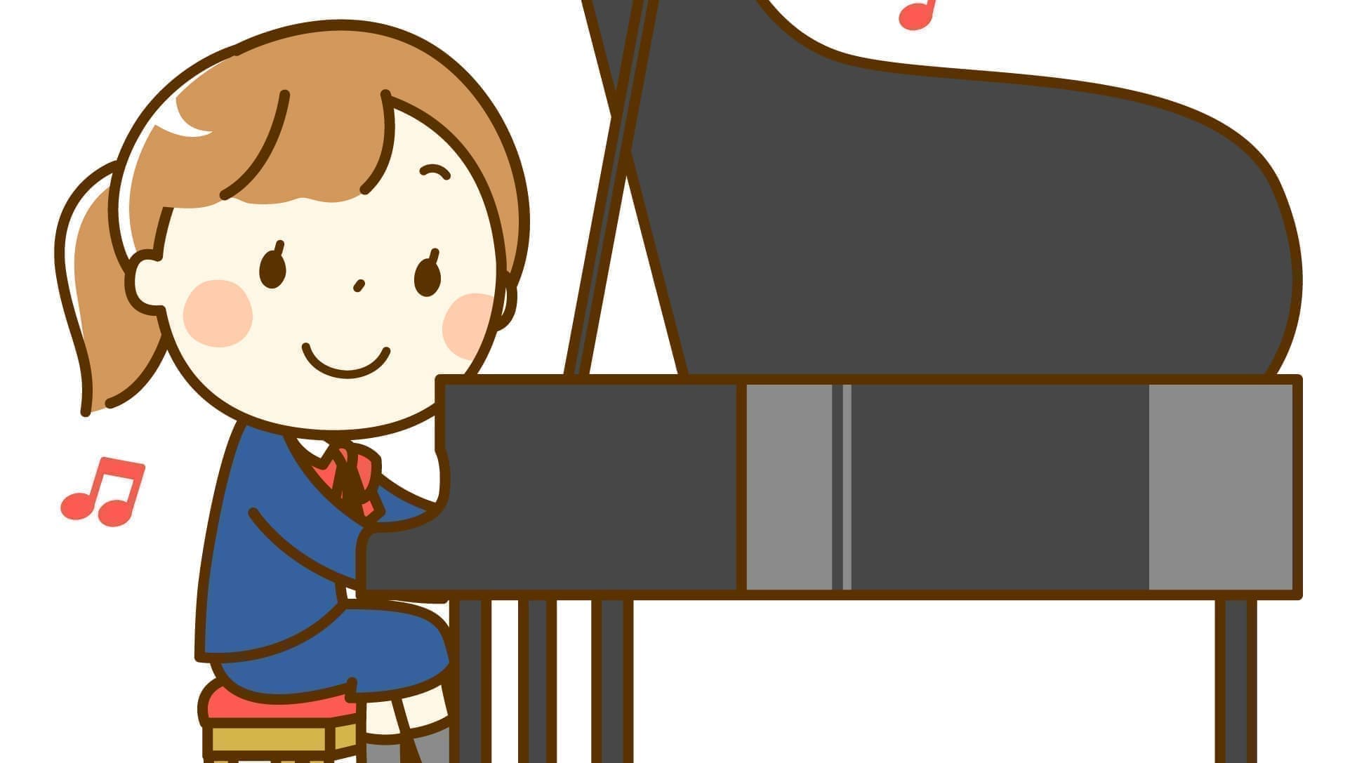 中高生の生徒がピアノを弾いているイラスト